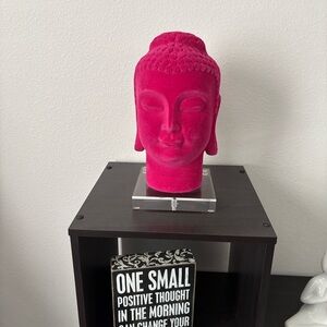 Vibrant Pink Buddha Head Sculpture
